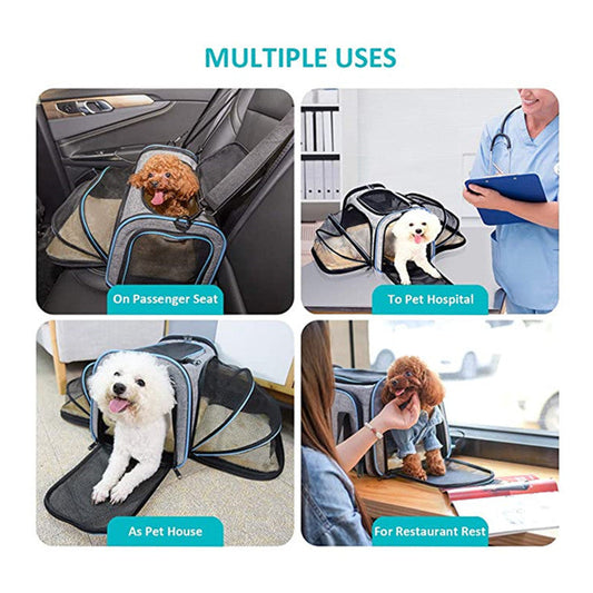 HKM-7254717 Expandable Soft-Sided Pet Carrier with Multiple Entry Points and Reflective Safety Tapes for Cats and Dogs