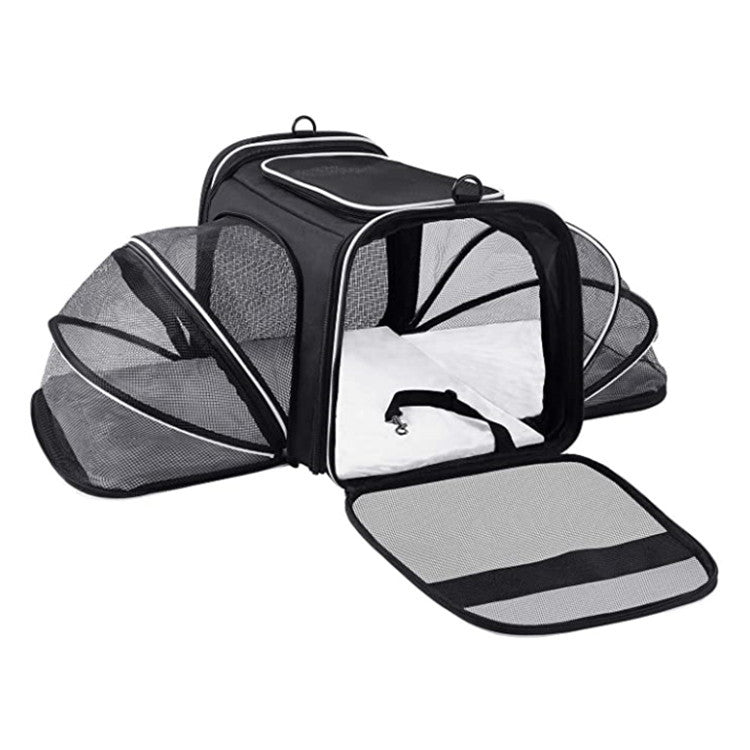 HKM-7254717 Expandable Soft-Sided Pet Carrier with Multiple Entry Points and Reflective Safety Tapes for Cats and Dogs