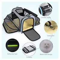 HKM-7254717 Expandable Soft-Sided Pet Carrier with Multiple Entry Points and Reflective Safety Tapes for Cats and Dogs