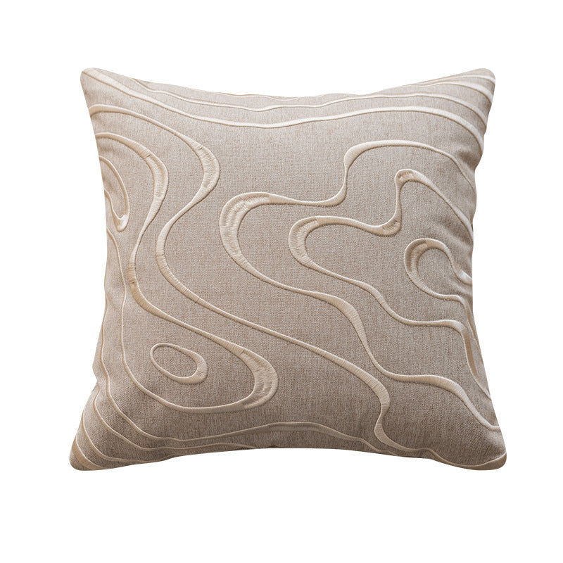 HKM-725587 New Chinese Minimalist Geometric Pattern Sofa Pillow Cases 45x45cm, Coffee Color Options