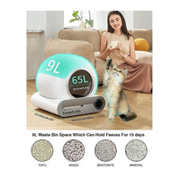 HKM-725587 Smart Automatic Self-Cleaning Cat Litter Box with Odor Control and APP Features, Model BLW02-P
