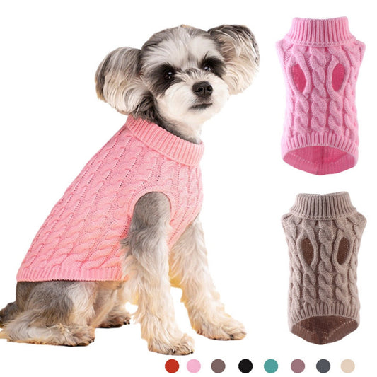 HKM-7256253 Winter Warm Puppy Sweater - Cozy Styles in White, Black, Light Blue, Burgundy, Gray, Pink, and Beige (S-XL)