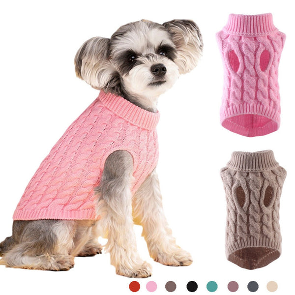 HKM-7256253 Winter Warm Puppy Sweater - Cozy Styles in White, Black, Light Blue, Burgundy, Gray, Pink, and Beige (S-XL)