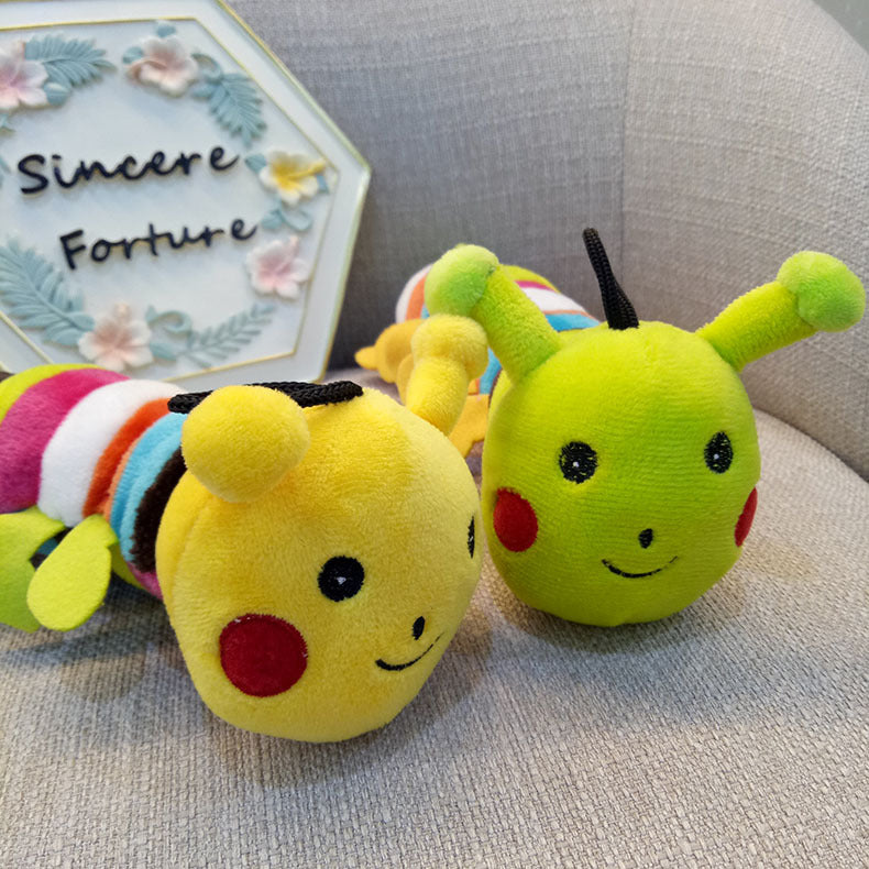 HKM-7257917 Caterpillar Plush Sound Toy for Cats and Dogs - Noil Cloth with PP Cotton Filling, 28cm