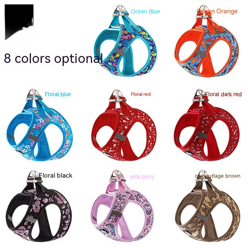 HKM-7258045 Breathable Lightweight Dog Vest Strap with Traction Rope in Various Colors