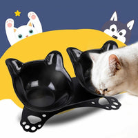 HKM-7258429 Cat and Dog Neck Guard Double Bowl with Cat Ears - Various Colors Available
