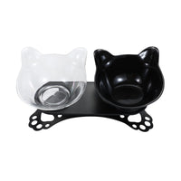 HKM-7258429 Cat and Dog Neck Guard Double Bowl with Cat Ears - Various Colors Available