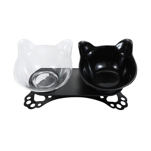 HKM-7258429 Cat and Dog Neck Guard Double Bowl with Cat Ears - Various Colors Available