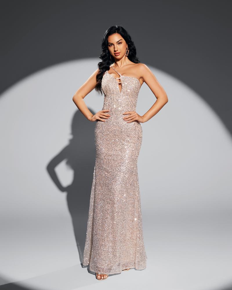 HKM-725843 Elegant Champagne Evening Dress for Special Occasions - Style EZ25051