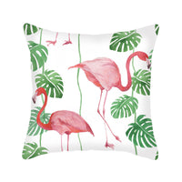 HKM-725843 Flamingo Pattern Linen Pillowcase - 45x45cm Universal Cushion Cover
