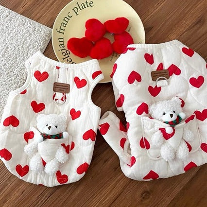 HKM-7258813 Cozy Love Bear Vest for Pets - Padded Jacket for Autumn and Winter, Available in XS-XL
