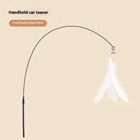 HKM-7259069 Lengthened Steel Cat Teaser with Bell Sucker and Feather Attachments