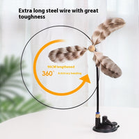 HKM-7259069 Lengthened Steel Cat Teaser with Bell Sucker and Feather Attachments