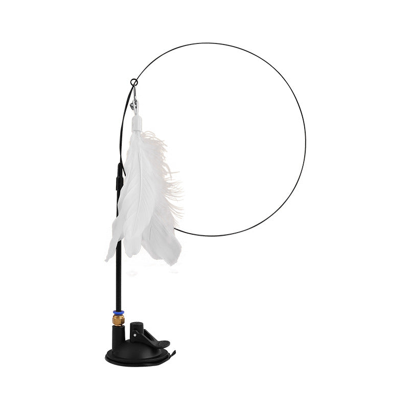 HKM-7259069 Lengthened Steel Cat Teaser with Bell Sucker and Feather Attachments