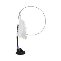 HKM-7259069 Lengthened Steel Cat Teaser with Bell Sucker and Feather Attachments
