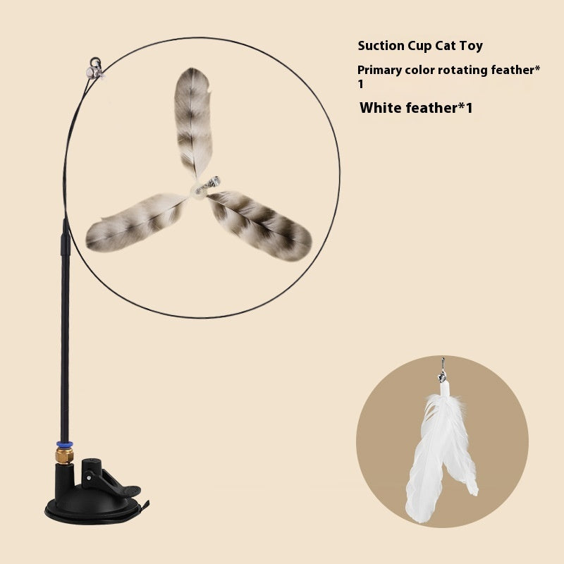 HKM-7259069 Lengthened Steel Cat Teaser with Bell Sucker and Feather Attachments
