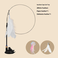 HKM-7259069 Lengthened Steel Cat Teaser with Bell Sucker and Feather Attachments