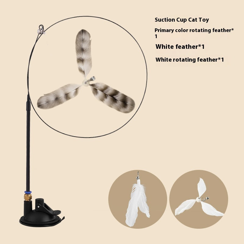 HKM-7259069 Lengthened Steel Cat Teaser with Bell Sucker and Feather Attachments