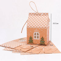 HKM-725907 House Shape Christmas Tree Cookie Bags - 5 Pack, Paper Gift Supplies, 7x5x10.5cm