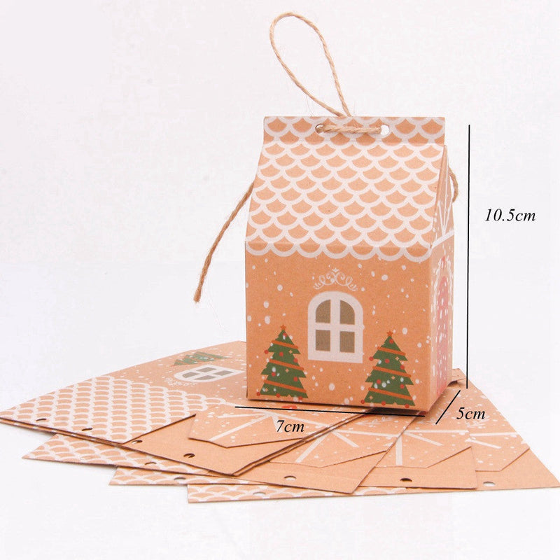 HKM-725907 House Shape Christmas Tree Cookie Bags - 5 Pack, Paper Gift Supplies, 7x5x10.5cm