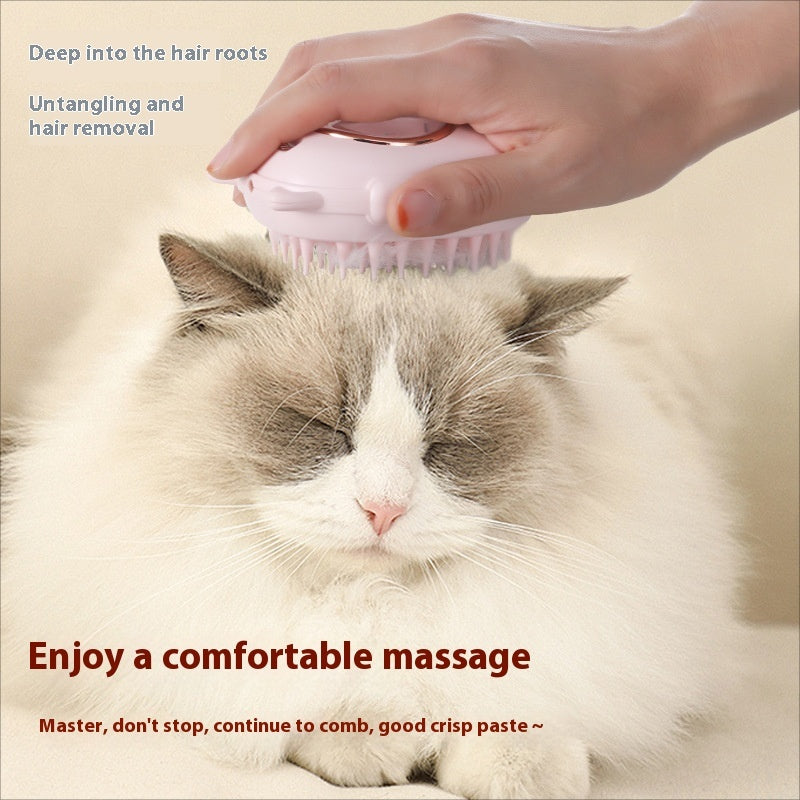 HKM-7259837 Multifunctional Cat and Dog Comb with Laser Teaser, Pink and Yellow Design