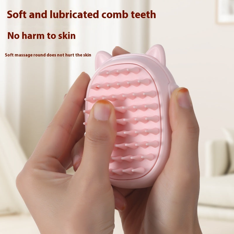 HKM-7259837 Multifunctional Cat and Dog Comb with Laser Teaser, Pink and Yellow Design