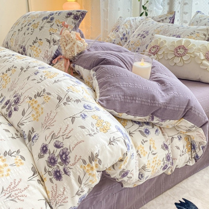 HKM-726099 Jacquard Yarn Cotton Mattress Cover Set with Cartoon and Floral Pattern, Available in Multiple Sizes