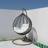 HKM-726163 Outdoor Rattan Egg Chair - Modern Hanging Patio Swing for Garden Relaxation