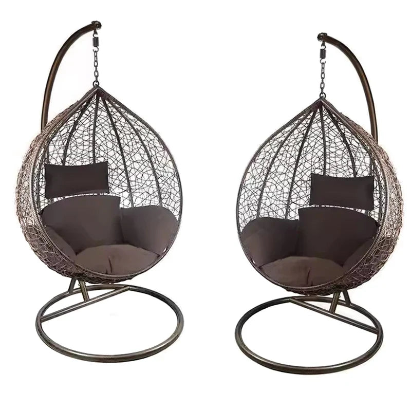 HKM-726163 Outdoor Rattan Egg Chair - Modern Hanging Patio Swing for Garden Relaxation