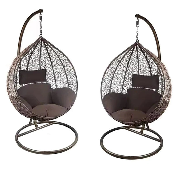 HKM-726163 Outdoor Rattan Egg Chair - Modern Hanging Patio Swing for Garden Relaxation