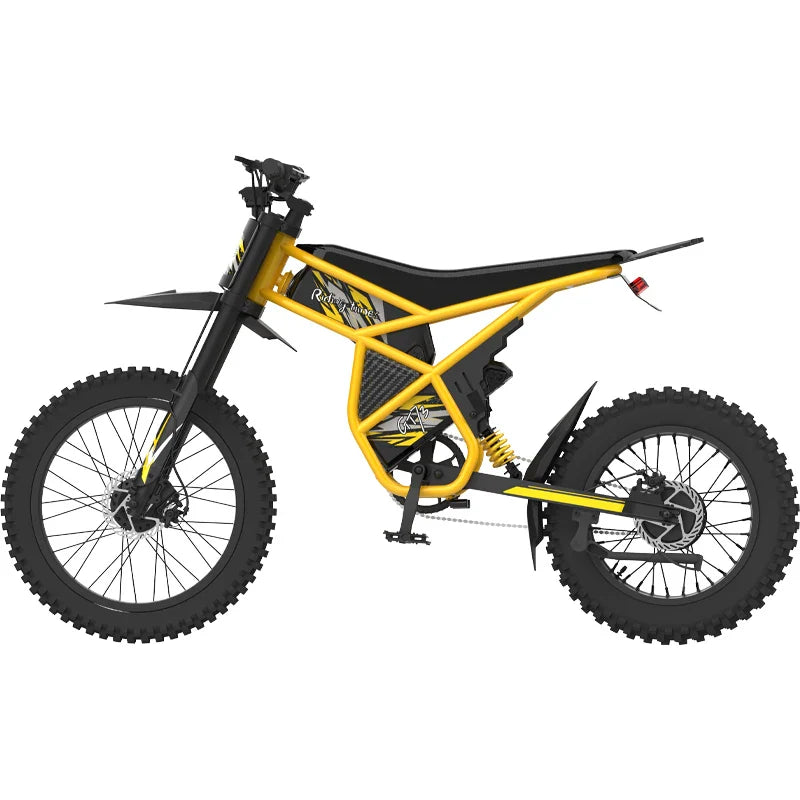 HKM-726227 2000W 48V Off-Road Electric Bike with 25-Inch Carbon Steel Frame and Dual Lithium Battery