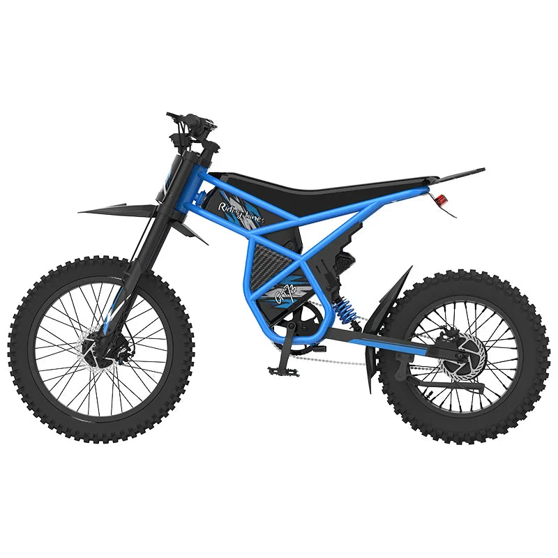 HKM-726227 2000W 48V Off-Road Electric Bike with 25-Inch Carbon Steel Frame and Dual Lithium Battery