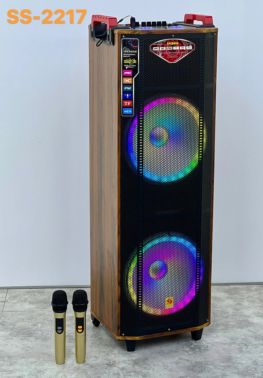 HKM-726291 Dual 12 Inch Push Portable Speakers Home Theatre Hi-Fi Karaoke System with Microphone