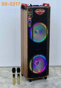 HKM-726291 Dual 12 Inch Push Portable Speakers Home Theatre Hi-Fi Karaoke System with Microphone
