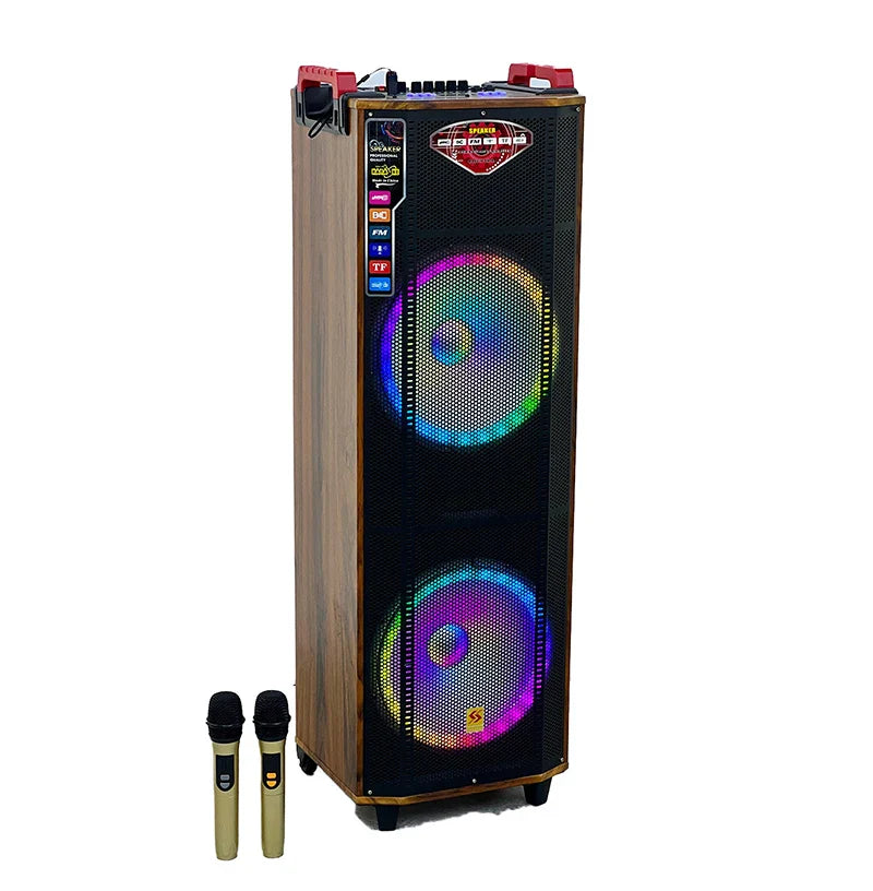 HKM-726291 Dual 12 Inch Push Portable Speakers Home Theatre Hi-Fi Karaoke System with Microphone
