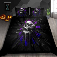 HKM-726291 Skull Series 4-Piece Bedding Set in Various Sizes - Polyester Fiber Quilt and Pillow Covers