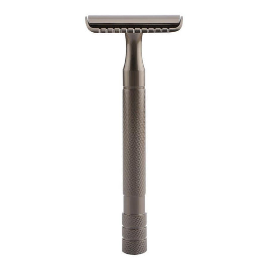 HKM-726355 Classic Metal Safety Razor with Double-Edged Stainless Steel Blade for Men - 11.6cm Length, Copper Handle