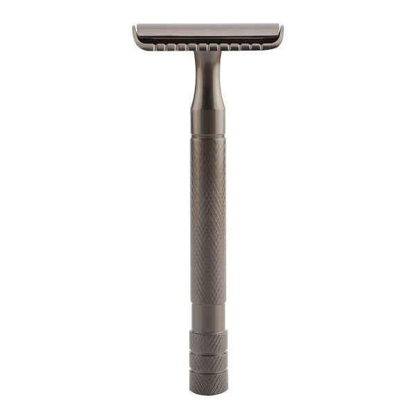 HKM-726355 Classic Metal Safety Razor with Double-Edged Stainless Steel Blade for Men - 11.6cm Length, Copper Handle