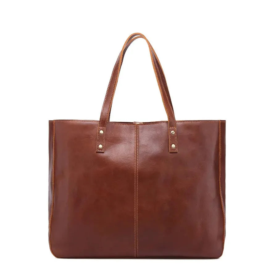 HKM-726355 Genuine Leather England Style Shoulder Bag - Large Capacity Tote