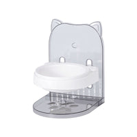 HKM-7264189 Adjustable Height Cat Ear Feeding Bowl in Gray and Pink