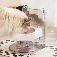 HKM-7264189 Adjustable Height Cat Ear Feeding Bowl in Gray and Pink