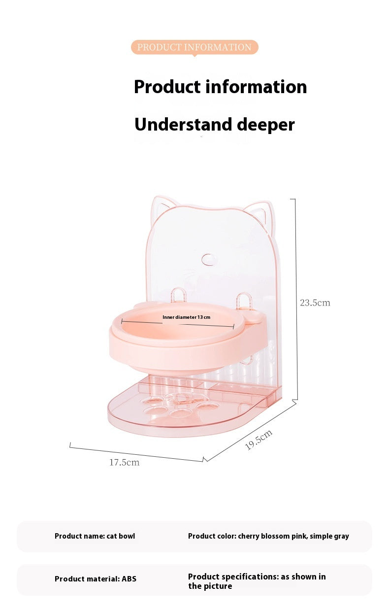 HKM-7264189 Adjustable Height Cat Ear Feeding Bowl in Gray and Pink