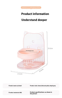 HKM-7264189 Adjustable Height Cat Ear Feeding Bowl in Gray and Pink