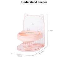 HKM-7264189 Adjustable Height Cat Ear Feeding Bowl in Gray and Pink