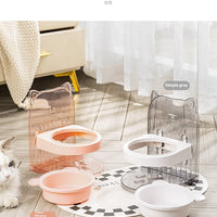 HKM-7264189 Adjustable Height Cat Ear Feeding Bowl in Gray and Pink