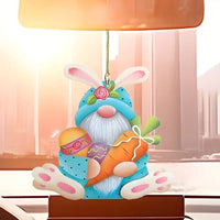HKM-726419 Acrylic Cartoon Easter Rabbit Car Hanging Ornament for Interior Decoration