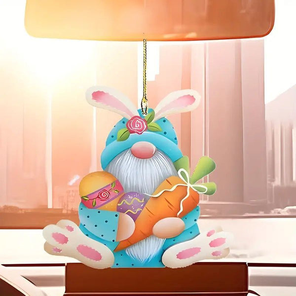 HKM-726419 Acrylic Cartoon Easter Rabbit Car Hanging Ornament for Interior Decoration