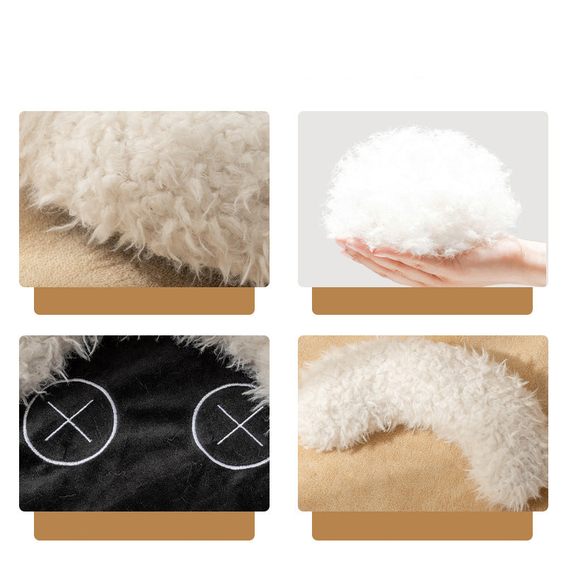 HKM-7265853 Cozy Winter Round Bed for Cats - Soft and Warm Lamb Design