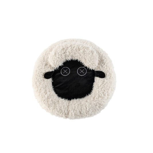 HKM-7265853 Cozy Winter Round Bed for Cats - Soft and Warm Lamb Design
