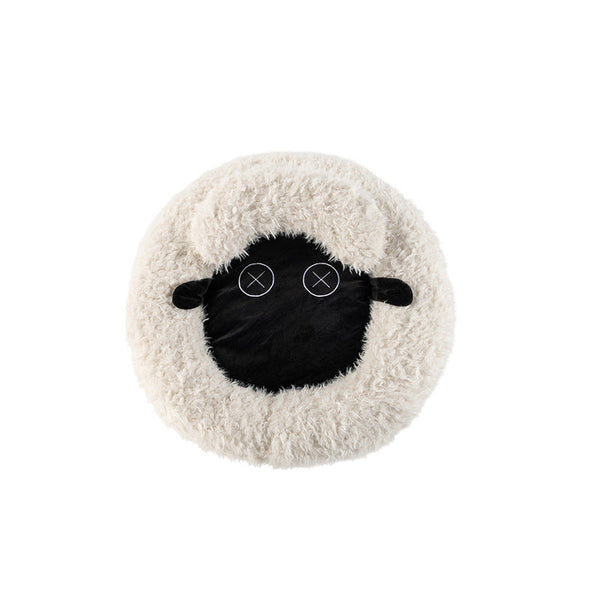 HKM-7265853 Cozy Winter Round Bed for Cats - Soft and Warm Lamb Design